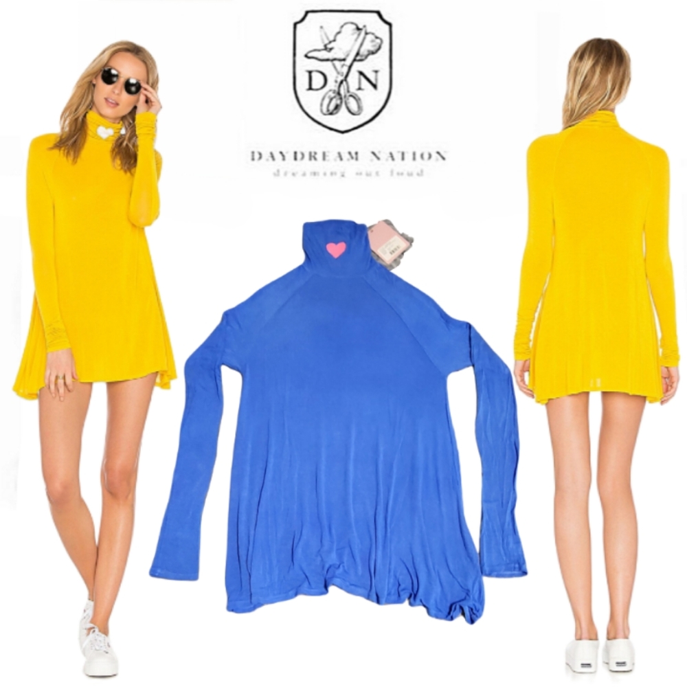 NWT Daydream Nation Dolls Kill Lg Blue Little Heart Turtleneck Dress
